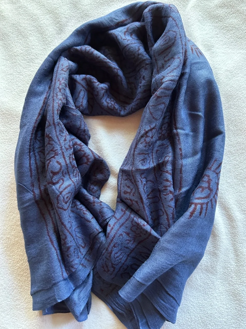 Navy Blue Sheer Rayon Gauze Om Indian Mantra Scarf Meditation Prayer Shawl NEW